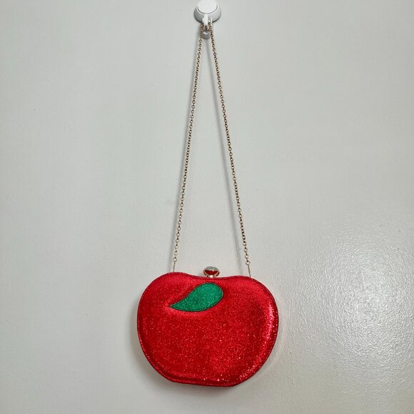 Red Sequins Apple Design Women's Gold Shoulder Clutch Bag Snow White Costume - Picture 7 of 14